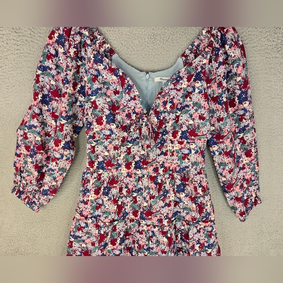 Madewell Amalia Womens Floral Tiered Mini Dress Sz 00 Spring Summer Festival - Picture 5 of 13